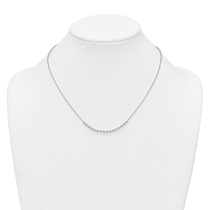 Sterling Silver Polished Center Beaded 18 Inch Necklace
