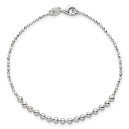 Sterling Silver Polished Center Beaded 7.5 Inch Bracelet