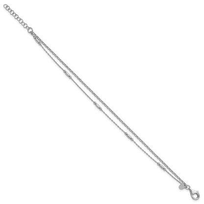 Sterling Silver Rhodium-plated Polished 2-strand 7 inch with 1 inch extender Bracelet