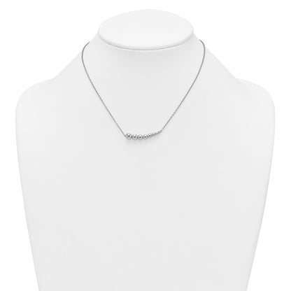 Sterling Silver Rhodium-plated Graduated Beaded 16 inch with 1.5 inch Extension Necklace