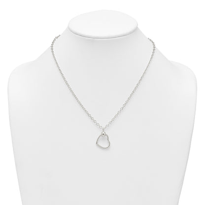 Sterling Silver Polished and Twisted Heart 18 Inch Cable Chain Necklace