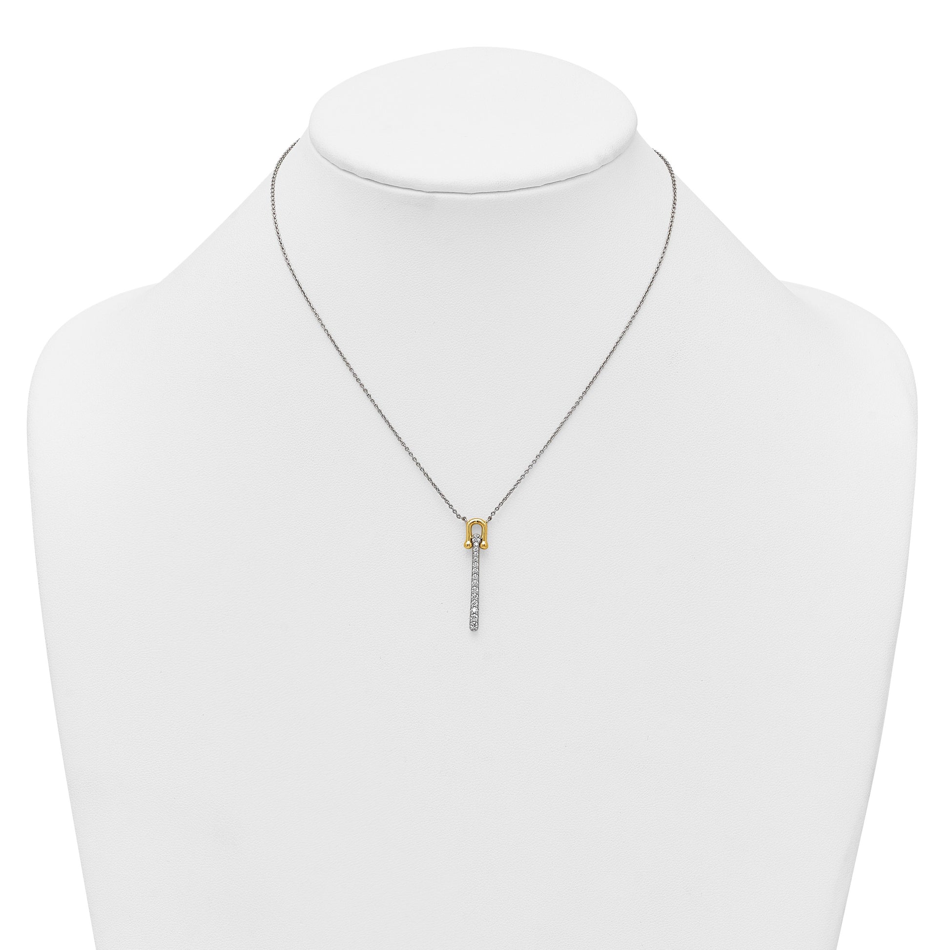 Sterling Silver Gold-tone CZ Polished 16 inch with 1.25 inch Extension Necklace