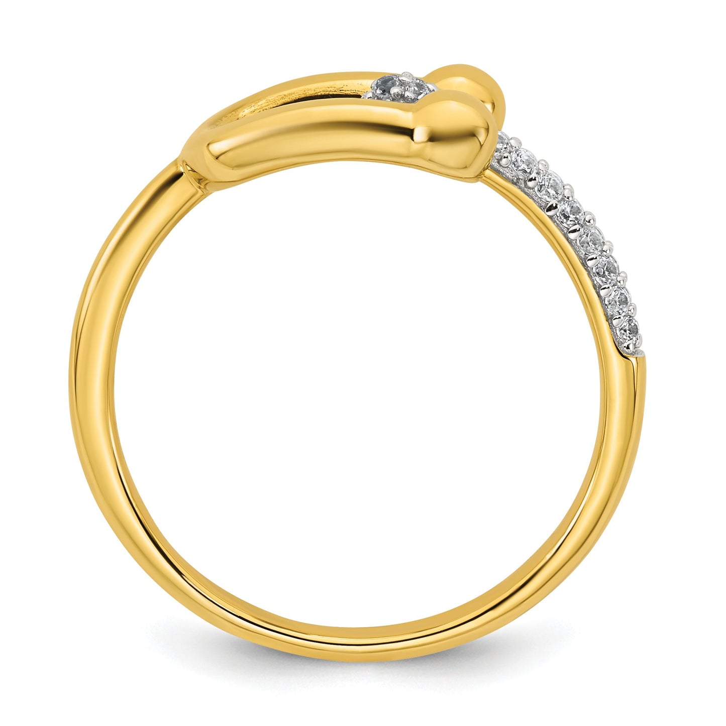 Sterling Silver Gold-tone CZ Polished And Textured Fancy Size 7 Ring