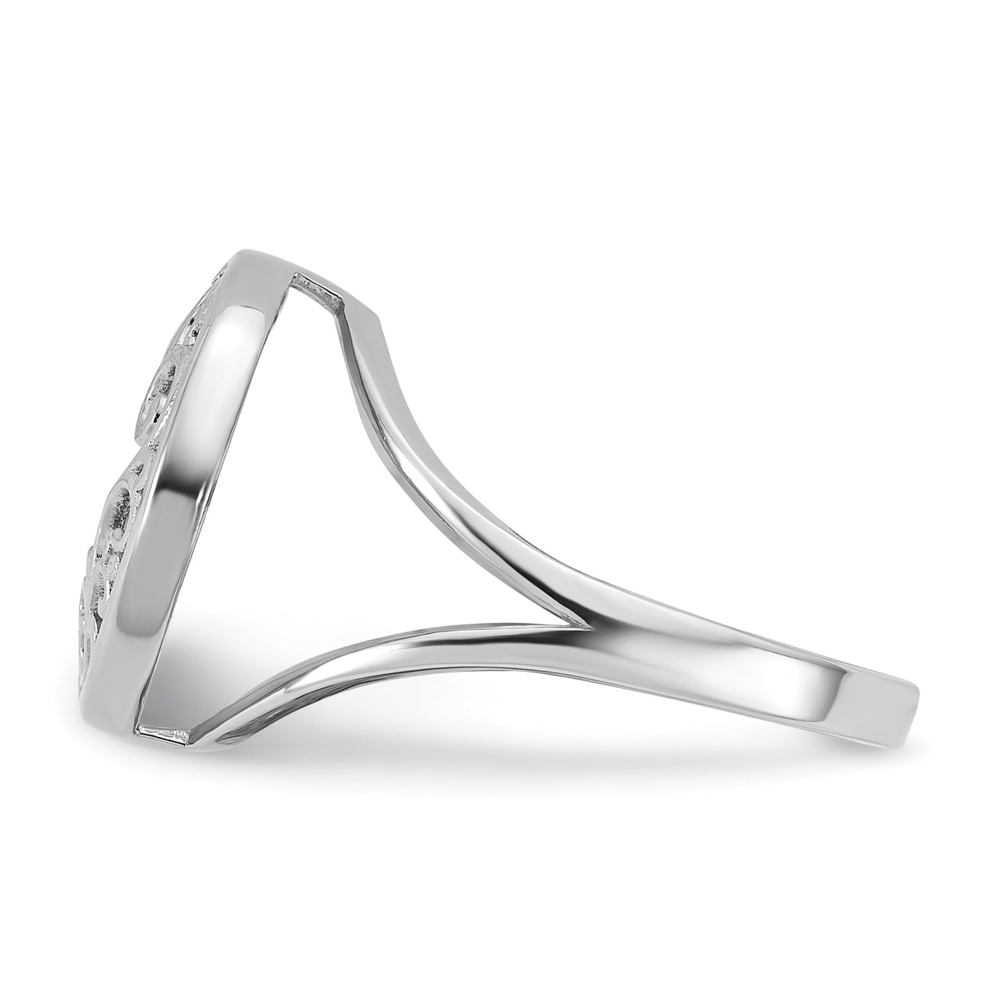 Sterling Silver Rhodium-plated Polished Filigree Mother of Pearl Filigree Circle Size 7 Ring