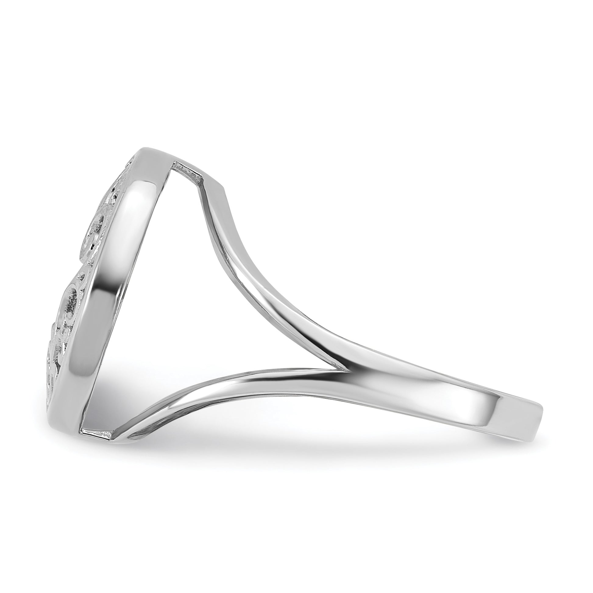 Sterling Silver Rhodium-plated Polished Filigree Mother of Pearl Filigree Circle Size 7 Ring