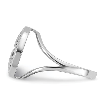 Sterling Silver Rhodium-plated Polished Filigree Mother of Pearl Filigree Circle Size 7 Ring