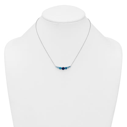 Sterling Silver Rhodium-plated Polished Lab Created Spinel/Lab Created Aquamarine/CZ  16 Inch with 2 Inch Extension Necklace