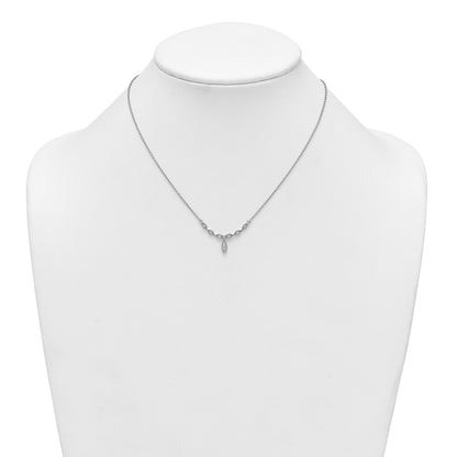 Sterling Silver Rhodium-plated Polished Fancy CZ Drop 16.5 inch with 1 inch Extension Necklace
