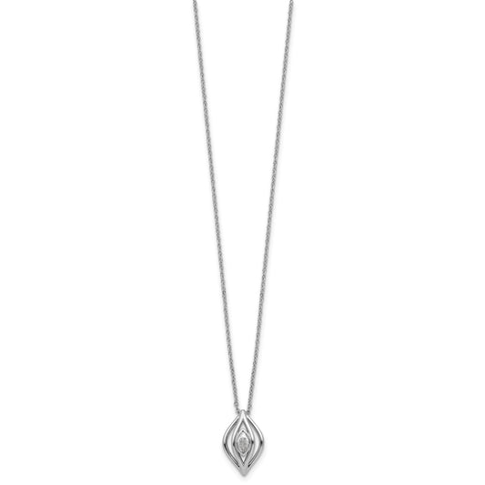 Sterling Silver Rhodium-plated Marquise CZ Polished Fancy Oval 18 inch Necklace