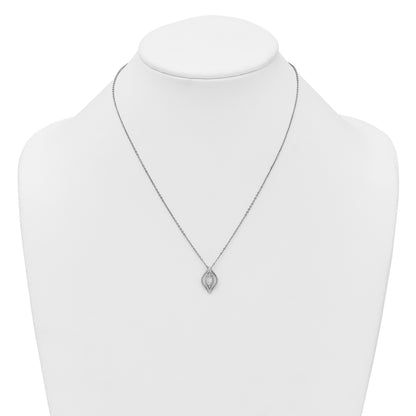 Sterling Silver Rhodium-plated Marquise CZ Polished Fancy Oval 18 inch Necklace