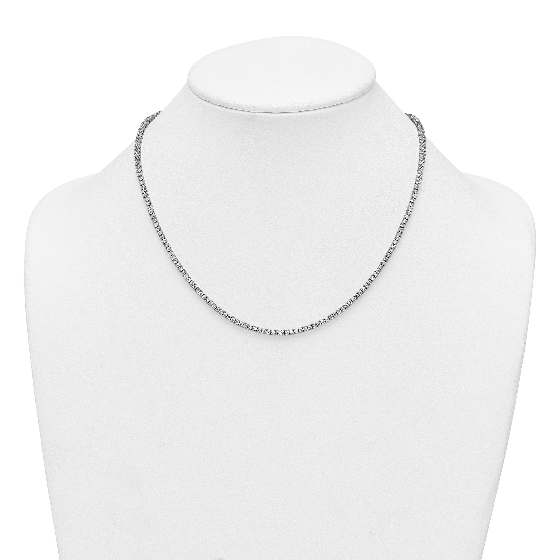 Sterling Silver Rhodium-plated CZ 18 inch Tennis Necklace