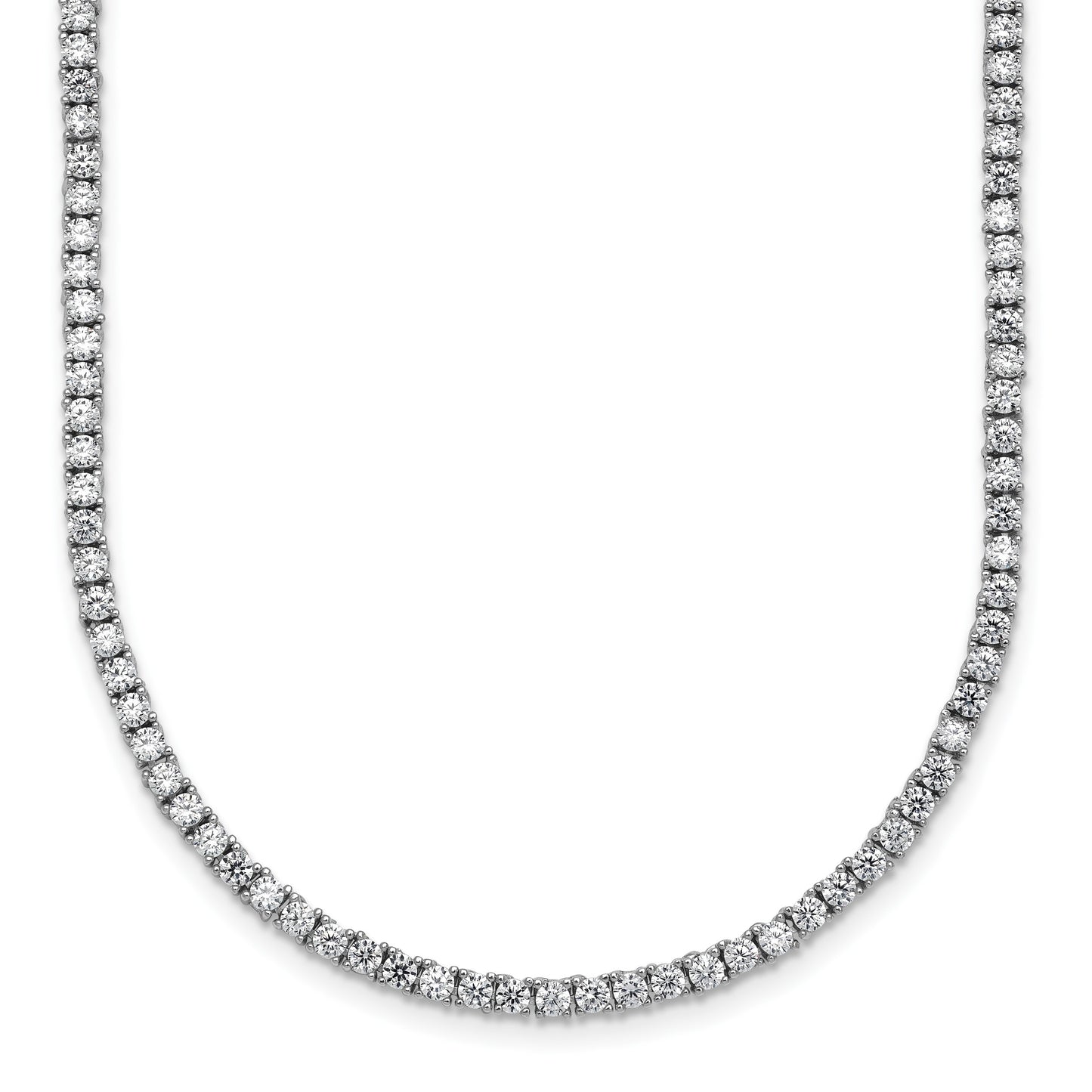 Sterling Silver Rhodium-plated CZ 18 inch Tennis Necklace