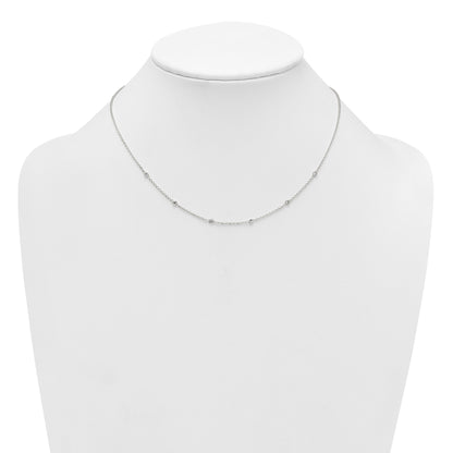 Sterling Silver Polished White CZ 6-Station 16.5 with 1 inch Extension Necklace