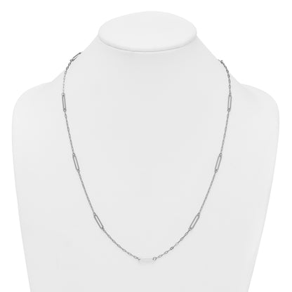 Sterling Silver Rhodium-plated Polished Paperclip Link 9-Station 24 Inch Necklace