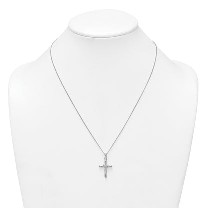 Sterling Silver Rhodium-plated Polished CZ Heart Cross 20 inch with 3 inch Extender Necklace