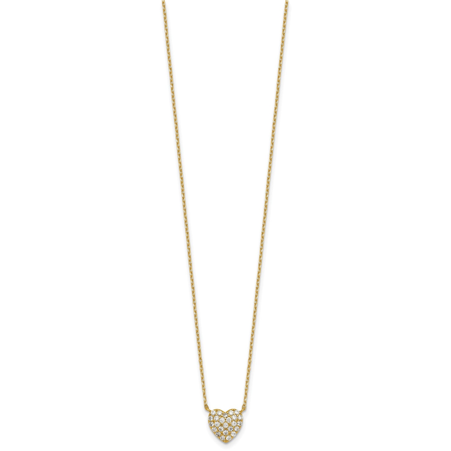 Affordable Expressions Sterling Silver Gold-tone Polished Pave CZ Heart 16 Inch with 2 Inch Extension Necklace