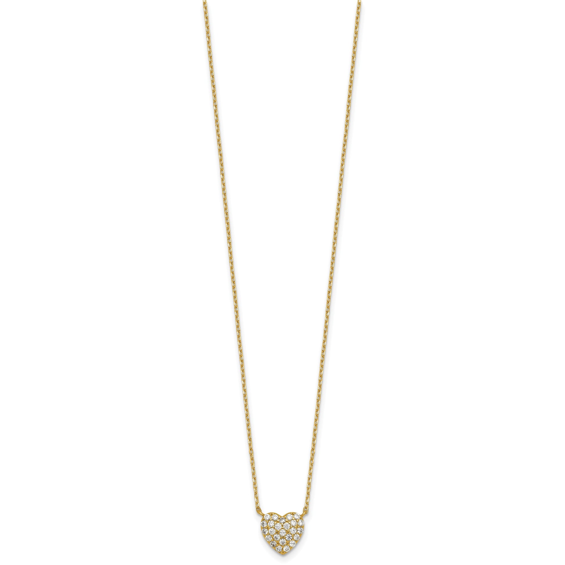 Affordable Expressions Sterling Silver Gold-tone Polished Pave CZ Heart 16 Inch with 2 Inch Extension Necklace