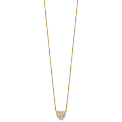 Affordable Expressions Sterling Silver Gold-tone Polished Pave CZ Heart 16 Inch with 2 Inch Extension Necklace
