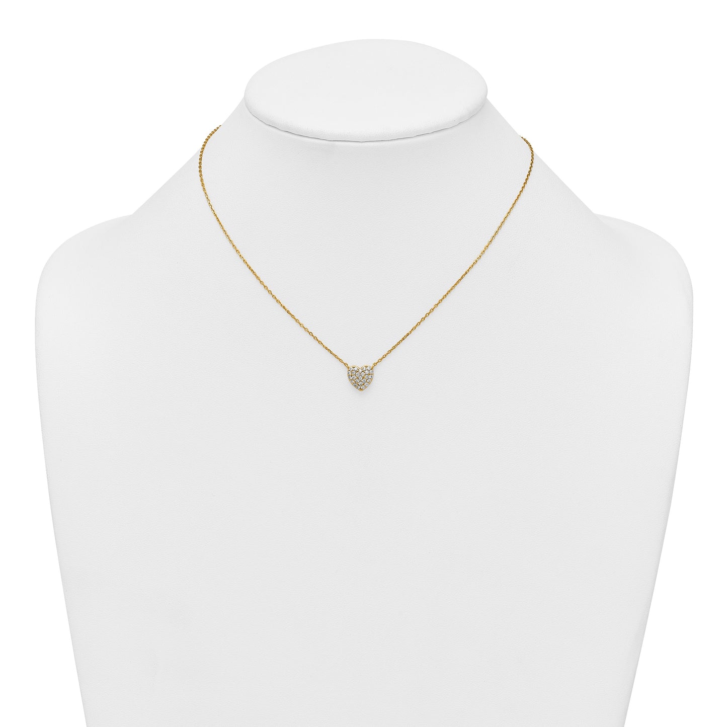 Affordable Expressions Sterling Silver Gold-tone Polished Pave CZ Heart 16 Inch with 2 Inch Extension Necklace