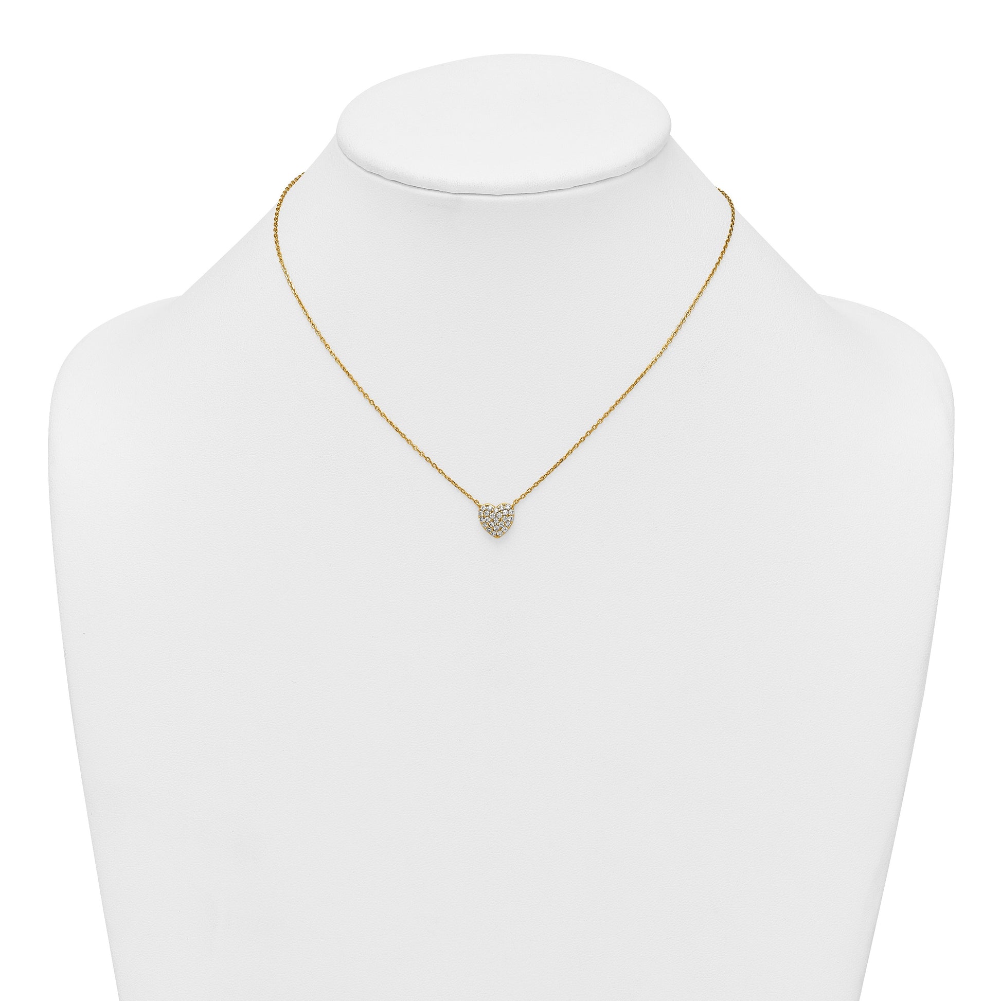 Affordable Expressions Sterling Silver Gold-tone Polished Pave CZ Heart 16 Inch with 2 Inch Extension Necklace