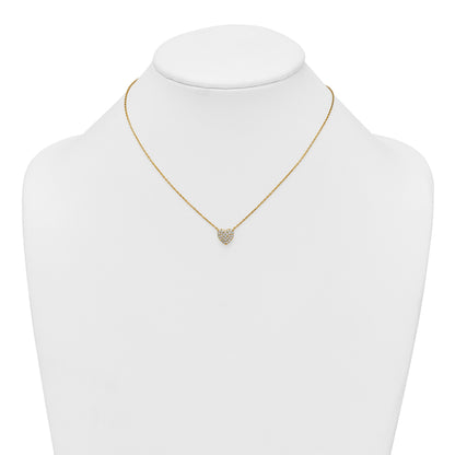 Affordable Expressions Sterling Silver Gold-tone Polished Pave CZ Heart 16 Inch with 2 Inch Extension Necklace