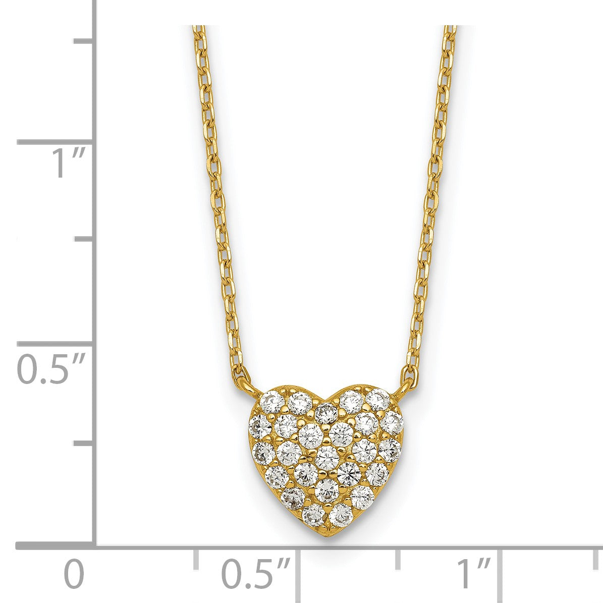 Affordable Expressions Sterling Silver Gold-tone Polished Pave CZ Heart 16 Inch with 2 Inch Extension Necklace