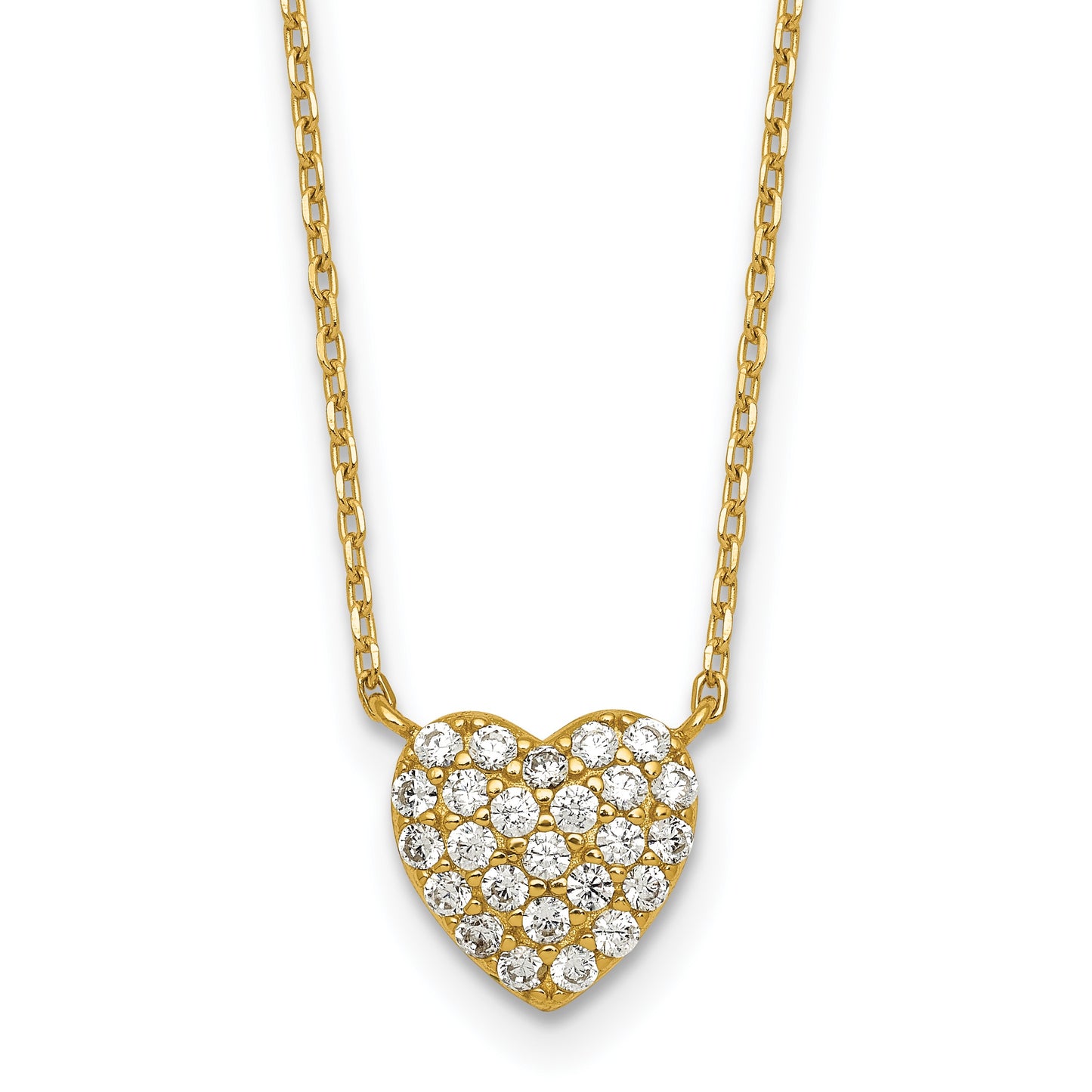 Affordable Expressions Sterling Silver Gold-tone Polished Pave CZ Heart 16 Inch with 2 Inch Extension Necklace