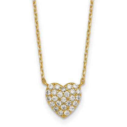 Affordable Expressions Sterling Silver Gold-tone Polished Pave CZ Heart 16 Inch with 2 Inch Extension Necklace