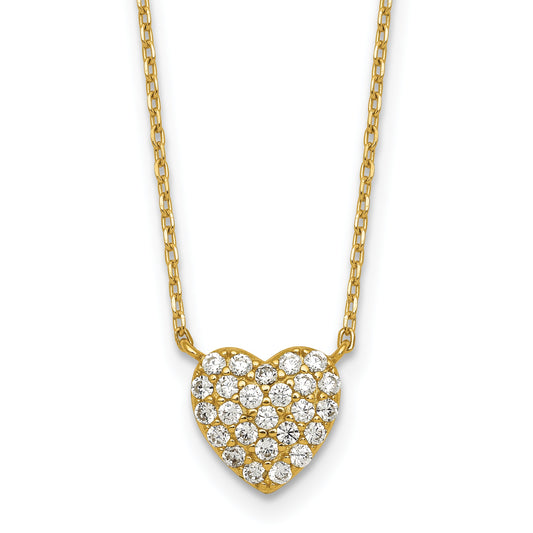 Affordable Expressions Sterling Silver Gold-tone Polished Pave CZ Heart 16 Inch with 2 Inch Extension Necklace