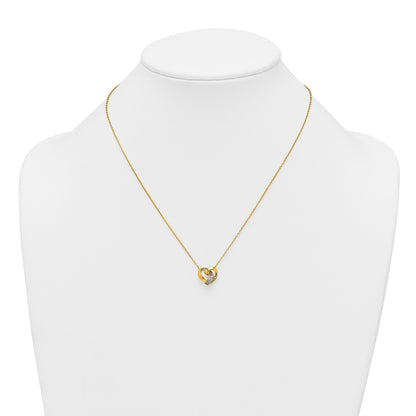 Sterling Silver Gold-tone Polished CZ Love Knot Heart 18 inch Necklace