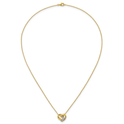 Sterling Silver Gold-tone Polished CZ Love Knot Heart 18 inch Necklace