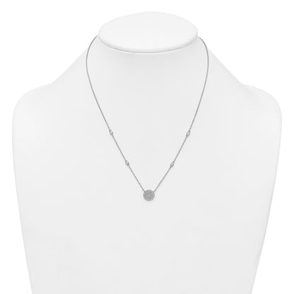 Sterling Silver Rhodium-plated Polished Pave CZ Circle 18 Inch Necklace