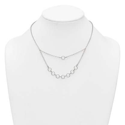 Sterling Silver Polished and Textured Circles Multi-strand 16 inch with 2 inch Extension Necklace