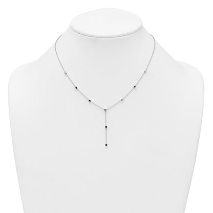 Sterling Silver Polished Cube Bead 16 inch Lariat Necklace