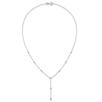 Sterling Silver Polished Cube Bead 16 inch Lariat Necklace