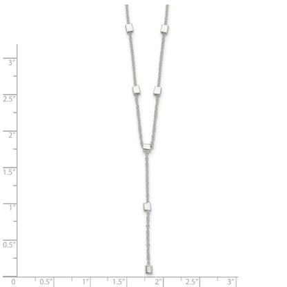 Sterling Silver Polished Cube Bead 16 inch Lariat Necklace