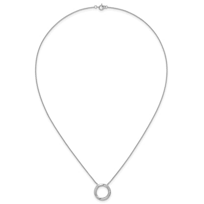 Sterling Silver Rhodium-plated Polished Twisted CZ Circle 17.75 inch Necklace