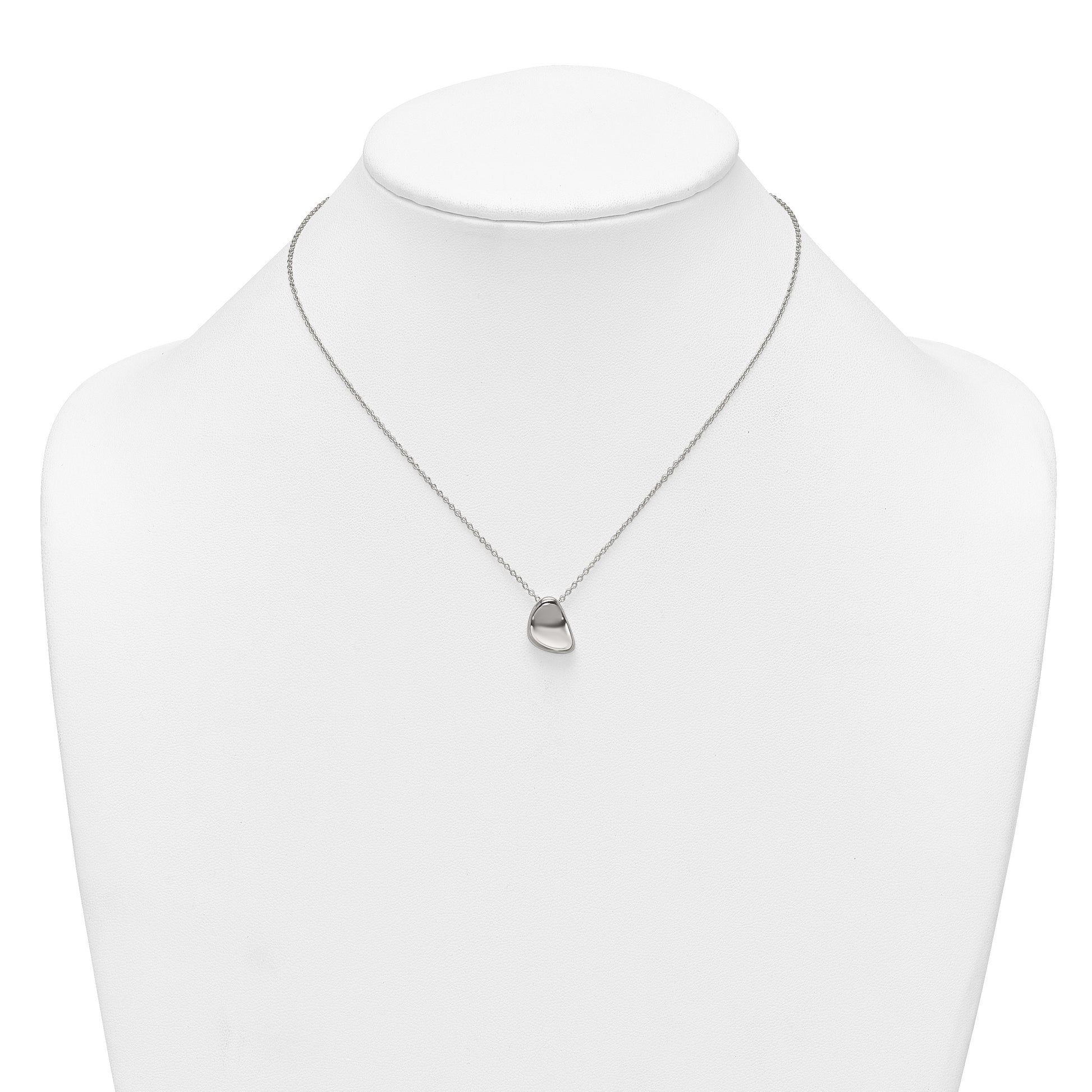 Sterling Silver Polished Pebble 16 Inch with 2 Inch Extension Necklace
