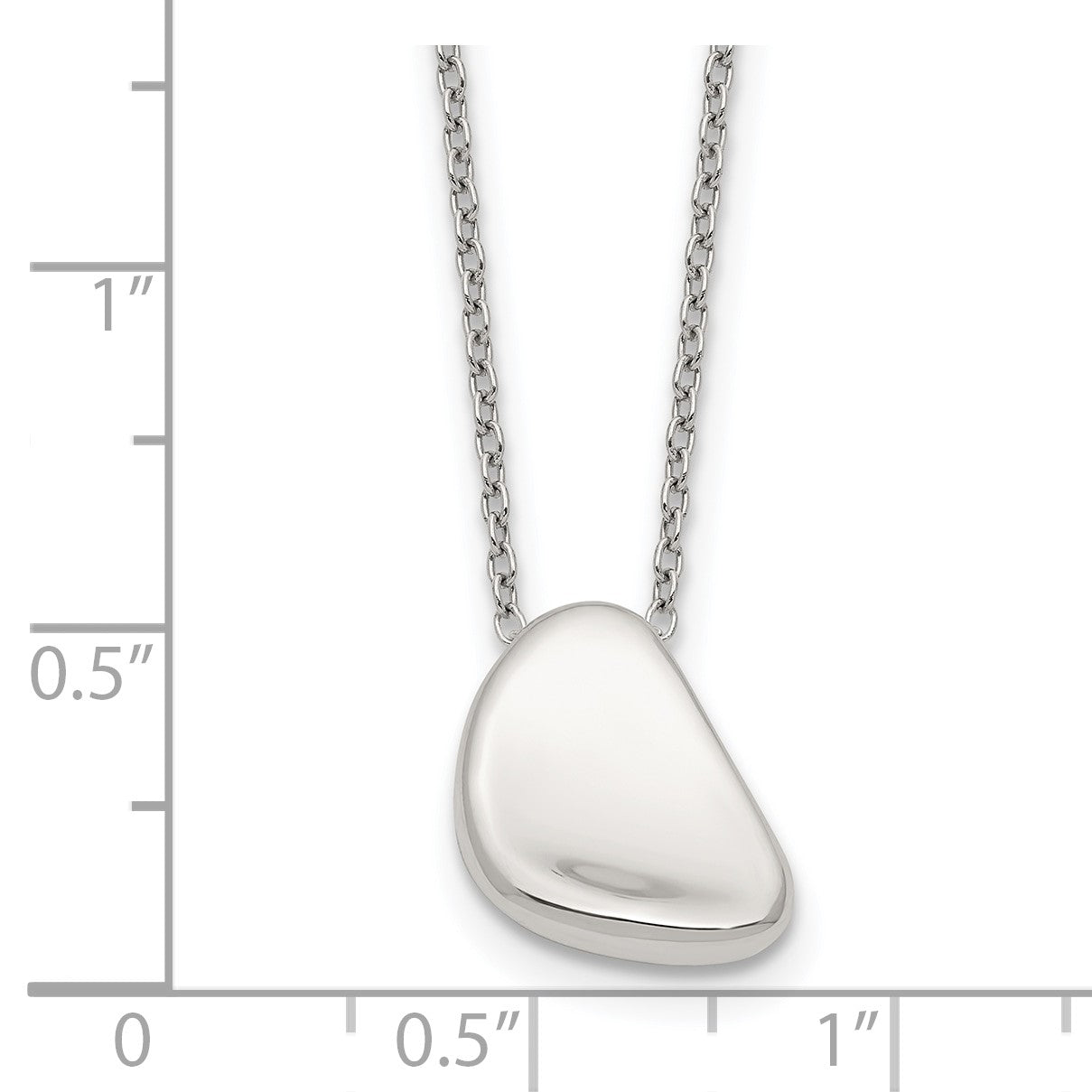 Sterling Silver Polished Pebble 16 Inch with 2 Inch Extension Necklace