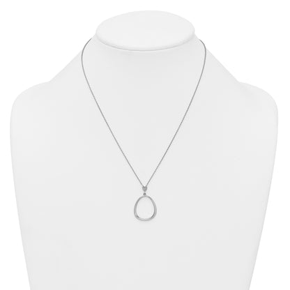 Sterling Silver Rhodium-plated Polished CZ Rounded Teardrop 17.5 Inch Necklace
