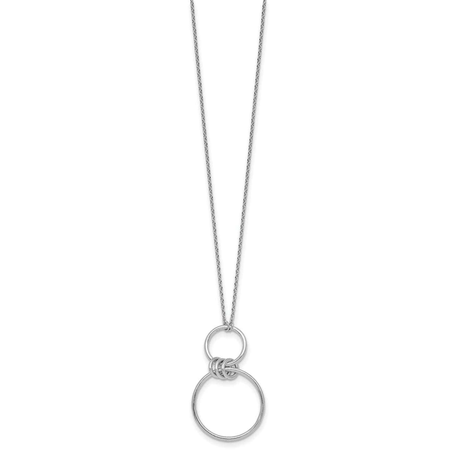 Sterling Silver Rhodium-plated Polished Circles 17.75 inch Necklace