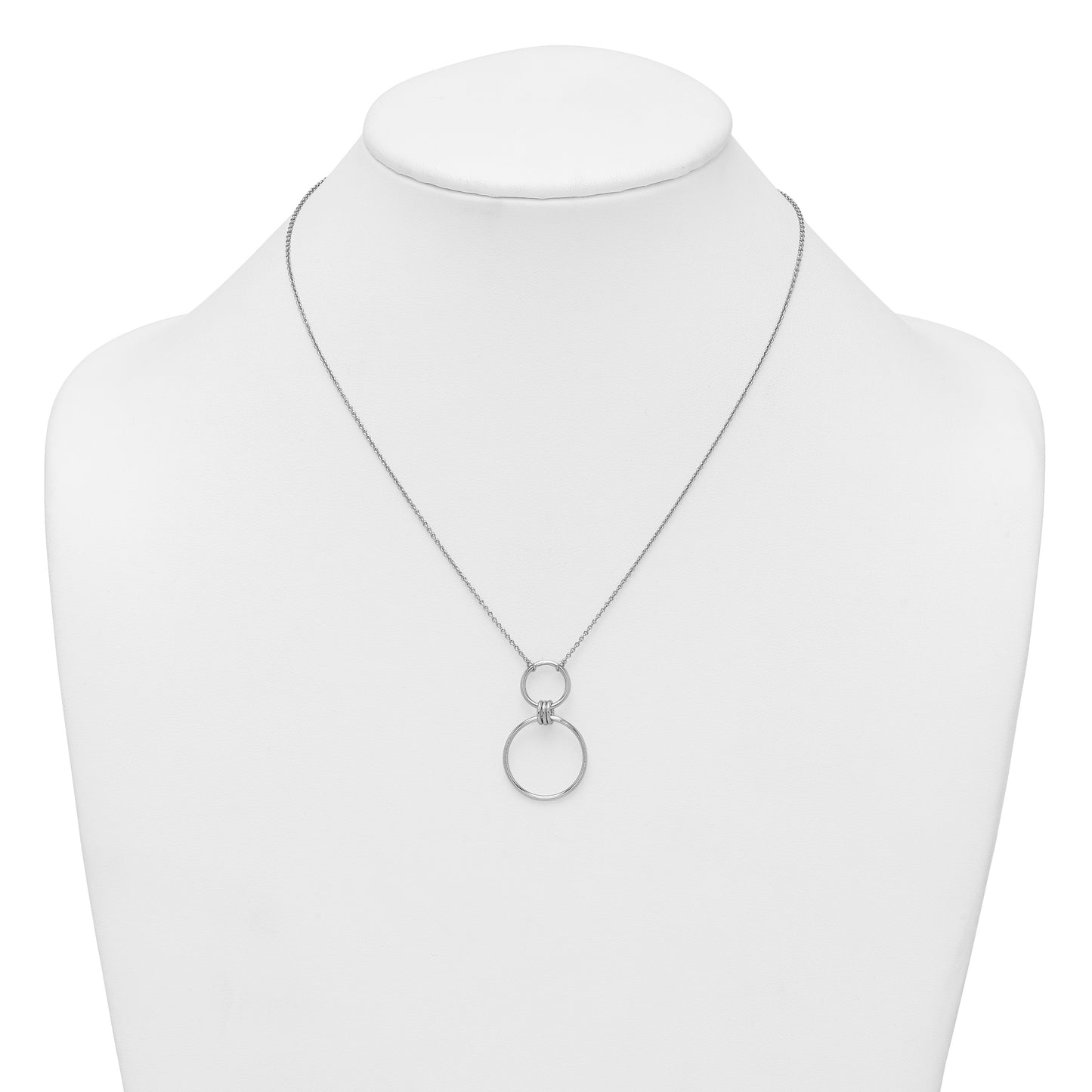 Sterling Silver Rhodium-plated Polished Circles 17.75 inch Necklace