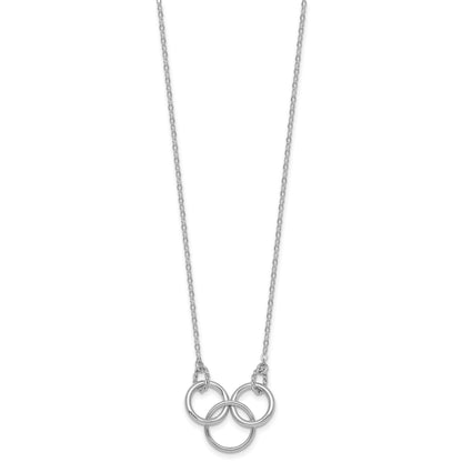 Sterling Silver Rhodium-plated Polished Twisted Ovals and 3 Circles 18.5 inch with 2 inch Extender Necklace