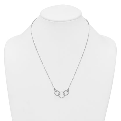 Sterling Silver Rhodium-plated Polished Twisted Ovals and 3 Circles 18.5 inch with 2 inch Extender Necklace