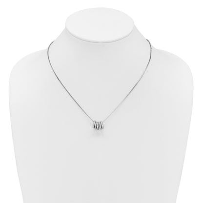 Sterling Silver Rhodium-plated Five Moveable CZ Rings 18 inch with 2 inch Extension Necklace