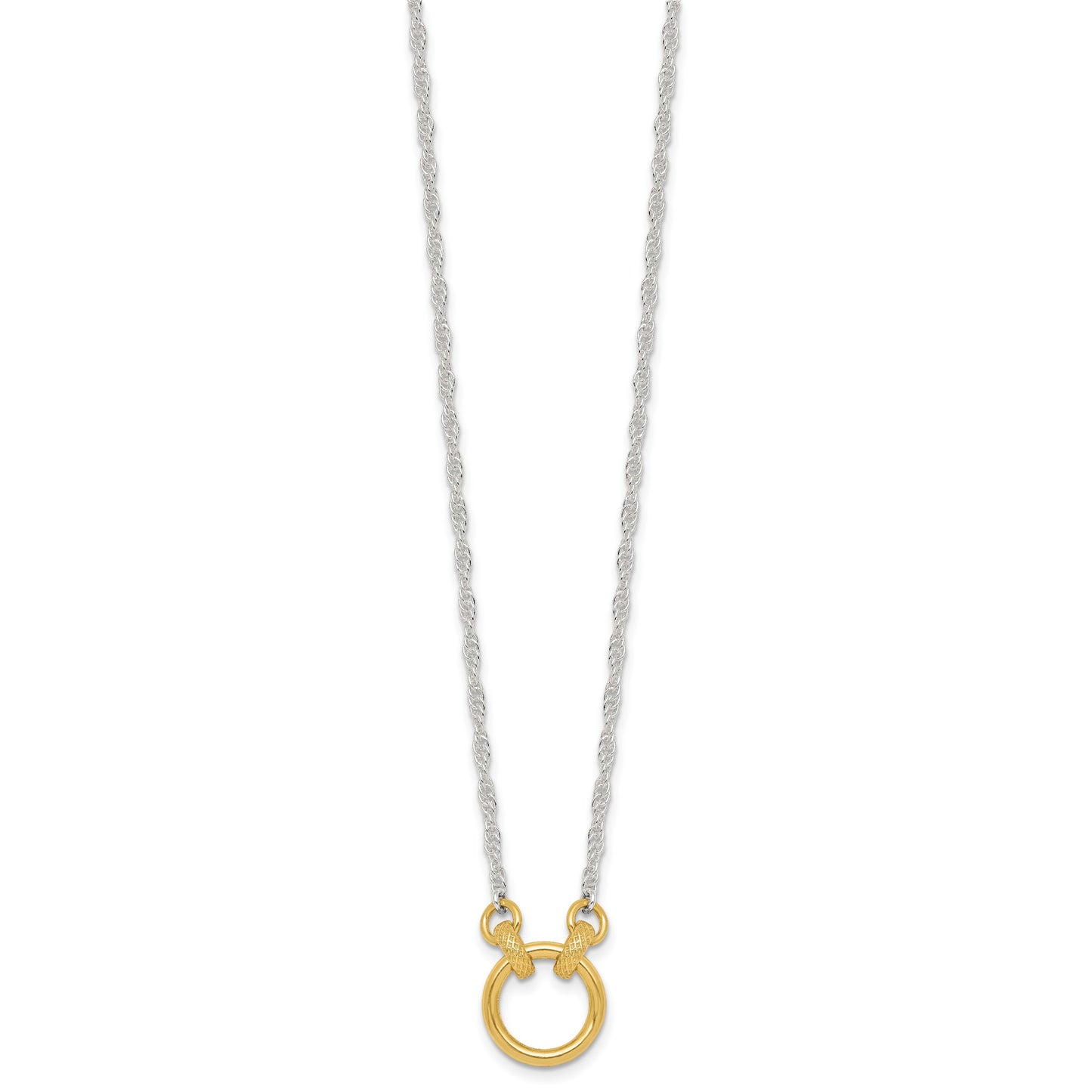 Affordable Expressions Sterling Silver with Gold-tone Polished and Textured Circle 16 inch Link Necklace