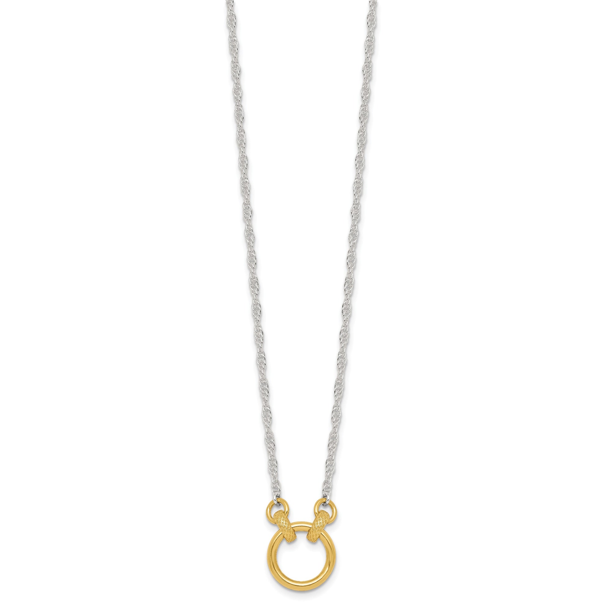 Affordable Expressions Sterling Silver with Gold-tone Polished and Textured Circle 16 inch Link Necklace
