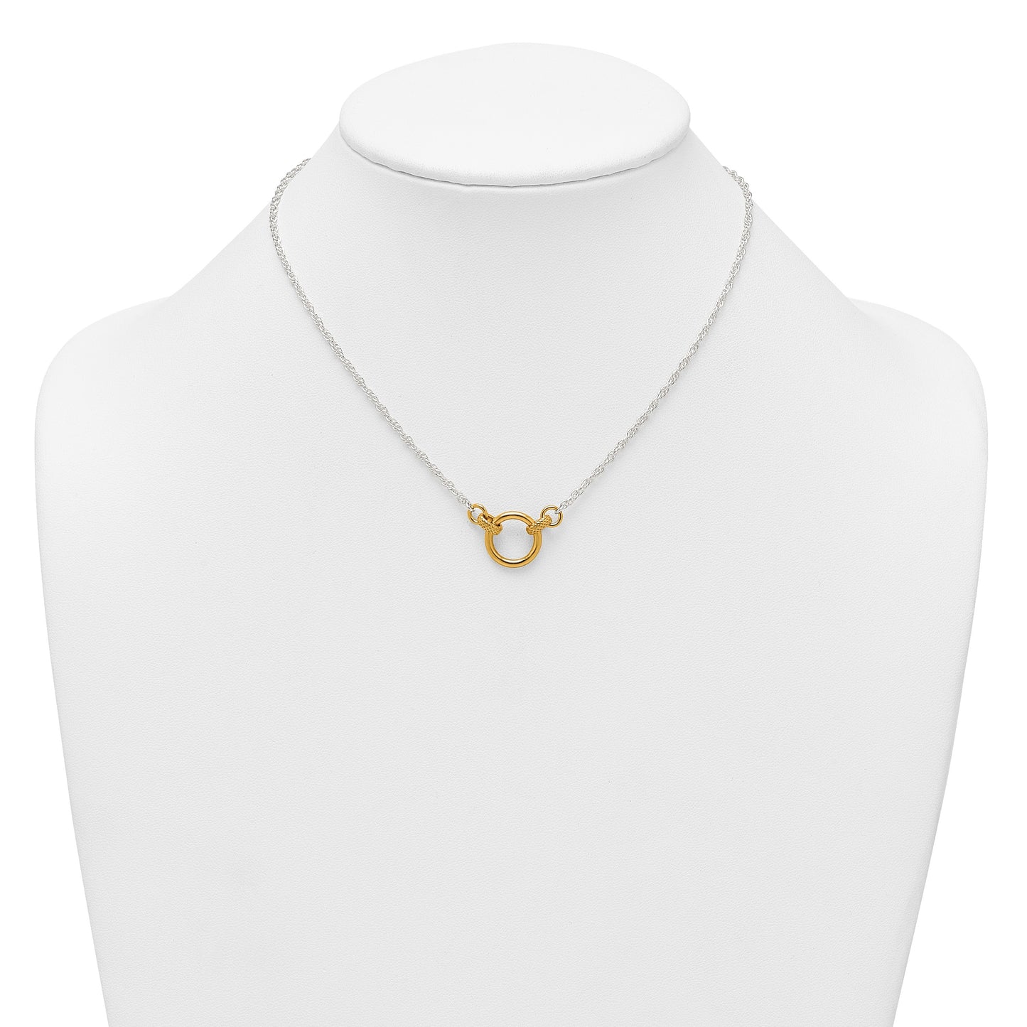Affordable Expressions Sterling Silver with Gold-tone Polished and Textured Circle 16 inch Link Necklace