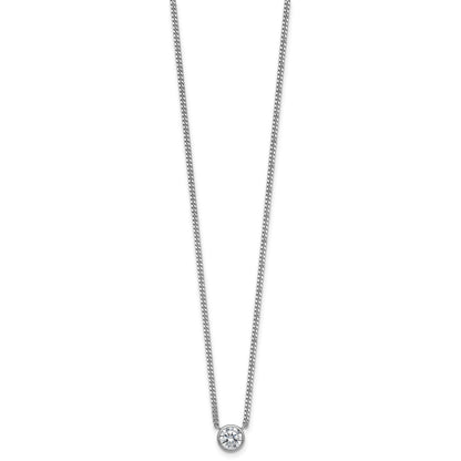 Sterling Silver Rhodium-plated Polished 7.00mm Bezel-set CZ 18 inch Necklace