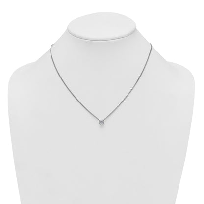 Sterling Silver Rhodium-plated Polished 7.00mm Bezel-set CZ 18 inch Necklace